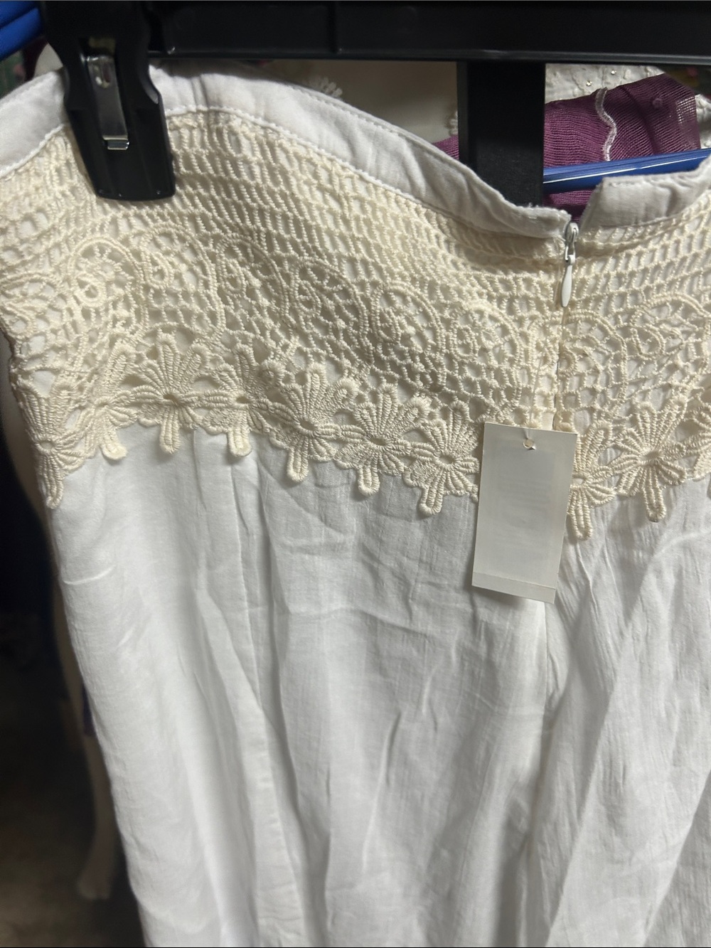 Natural White Maxi dresswith lace L on tag - Picture 3 of 6